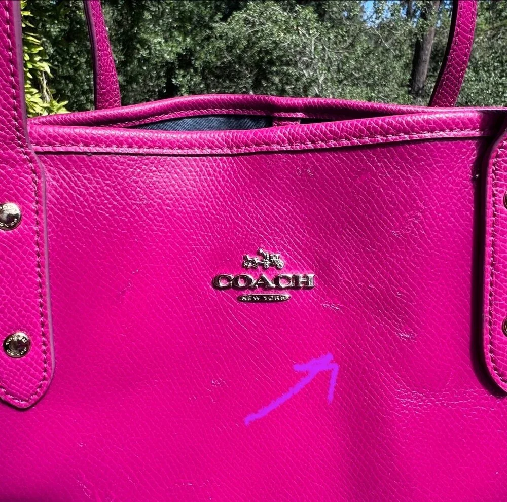 COACH City Tote Bright Violet PINK w Gold Hardware Womens Shoulder Bag AUTHENTIC - Picture 13 of 15